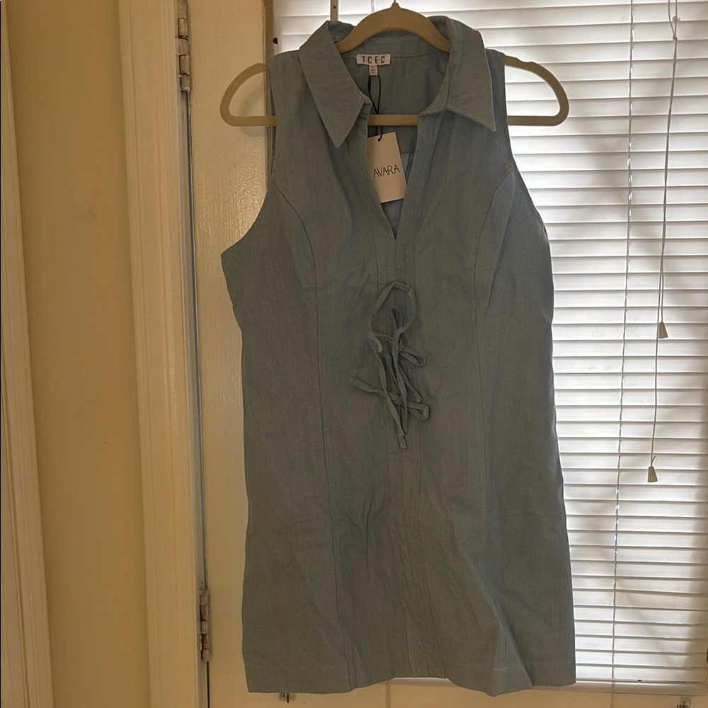 Blue Denim Sleeveless Dress